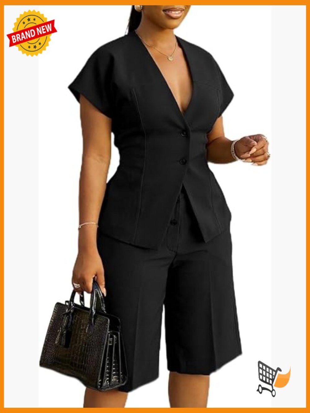 2 Piece Short Sleeve Blazer Wide Leg Pantsuit Set Business Casual Outfit